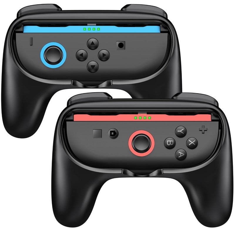 EXTREMECOOL Switch 2 Controller Grip Compatible with Nintendo Switch 2 (2025) for Joycon Controller, Plug and Play Joypad Grip, 2 Pack Joy Con Comfort Grips for Nintendo Switch 2 Accessories Kit Black - Image 1